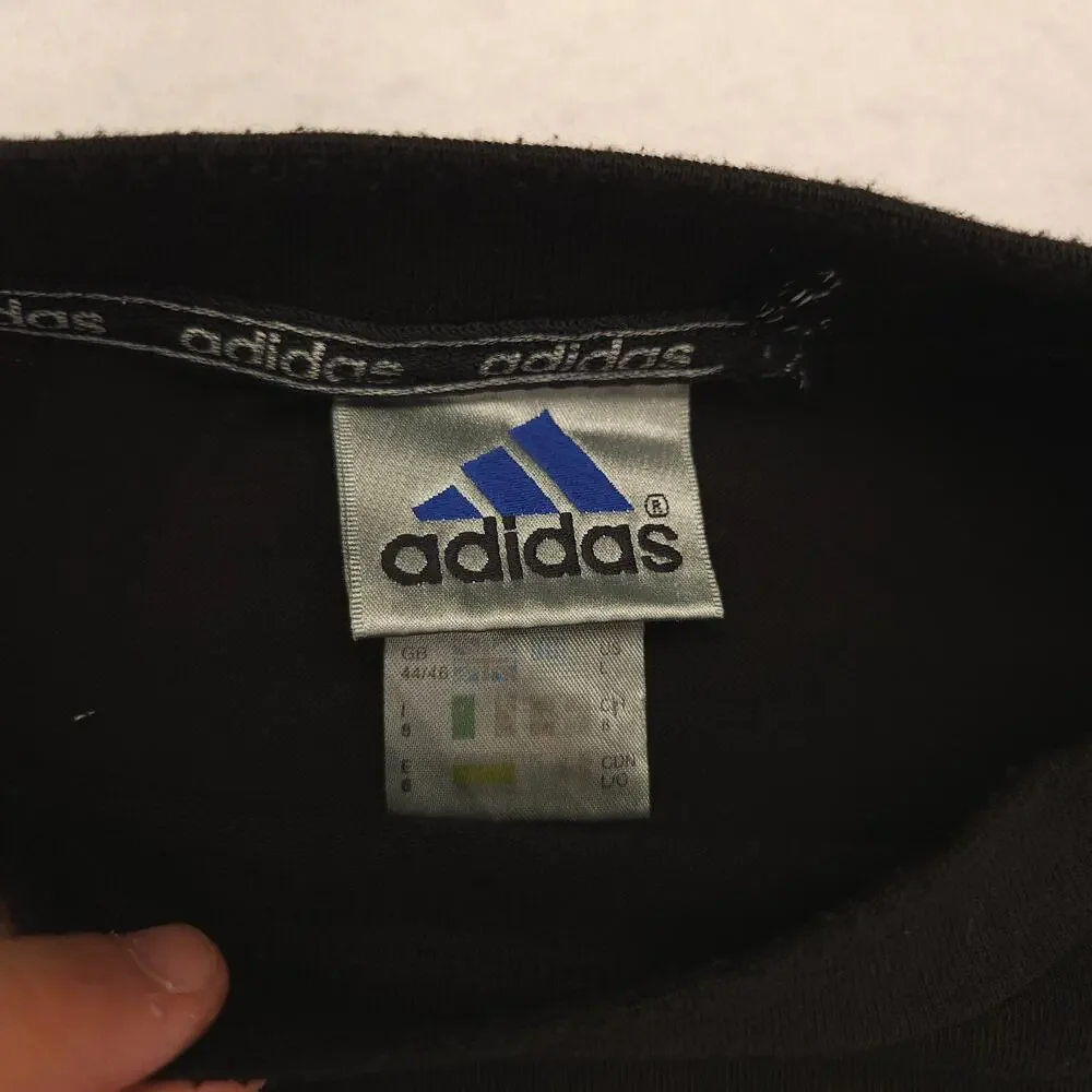Adidas Crew Neck Short Sleeve Graphic T Shirt Mens Size Large L Black Gray